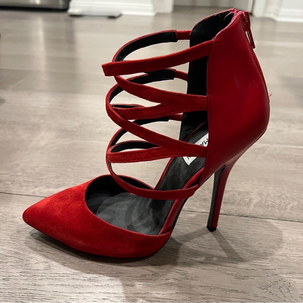 Nwot Steve Madden ‘Netty’ Red Suede Pointed Strap… - image 2